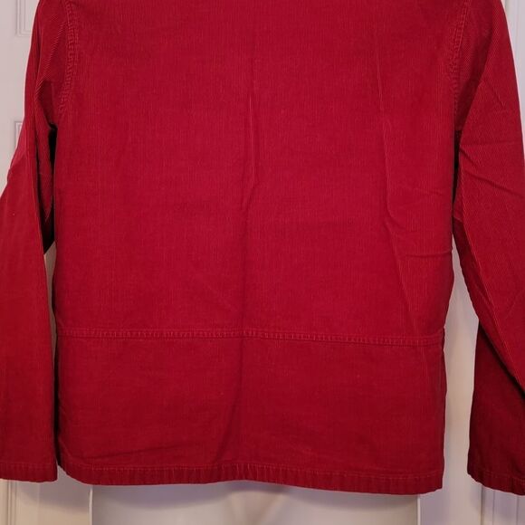 #169 Basic Editions- Red Corduroy button-up top. sze. L - Picture 5 of 8